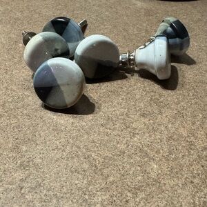 Faux Multicolor Marble Doorknob Handle Pulls Set of 6 Boho Cottage Farmhouse New